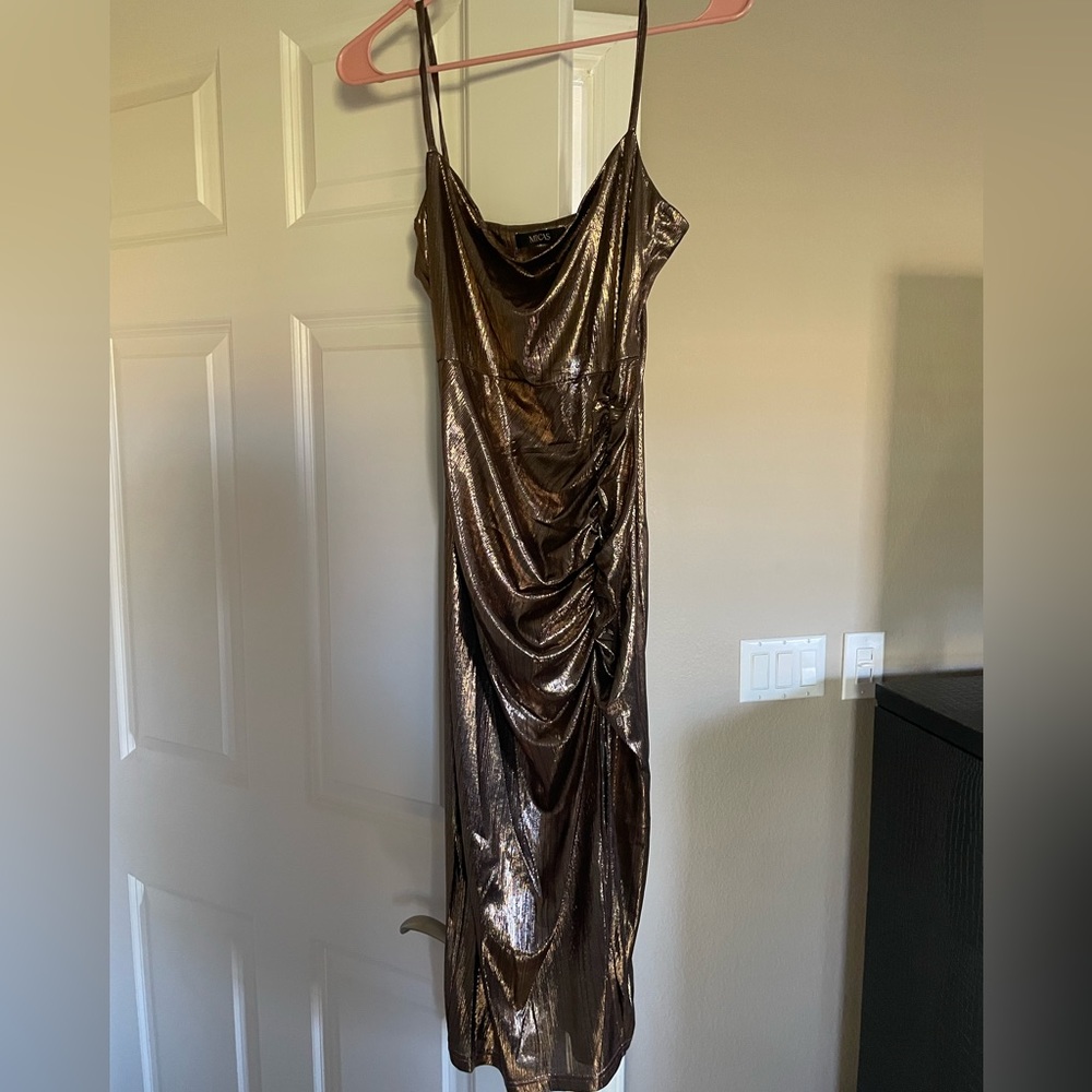 Metallic Gold Spaghetti Strap Dress